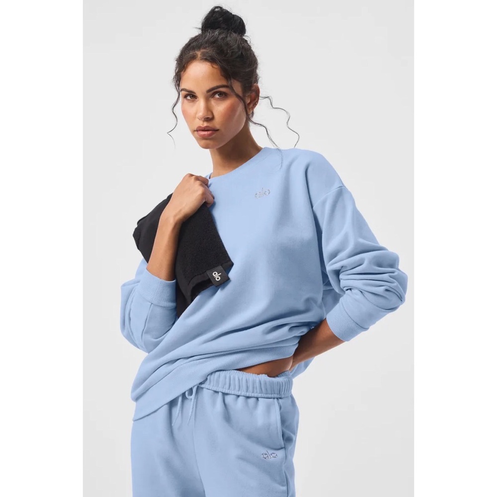 Alo Yoga Accolade Crew Neck Pullover Seashell Blue XS - Picture 5 of 13